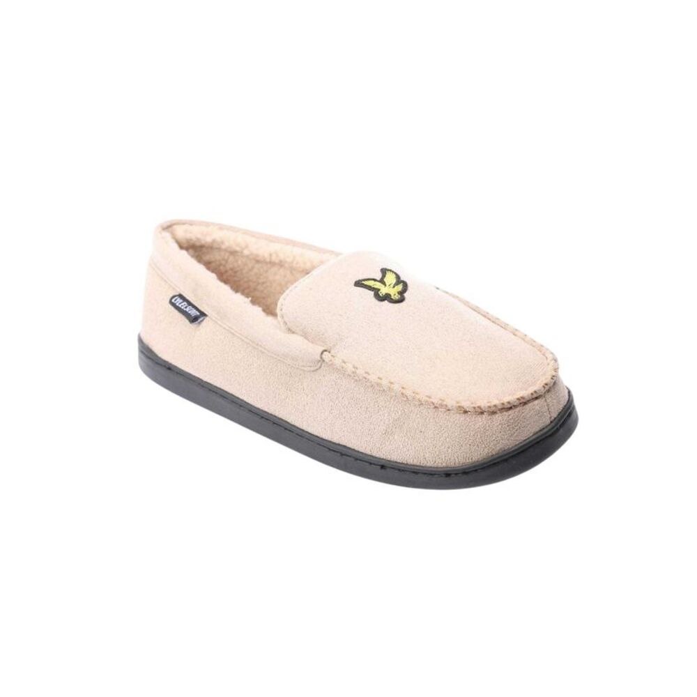 Lyle & Scott Mens Aspen Faux Suede Moccasin Slippers / Gray